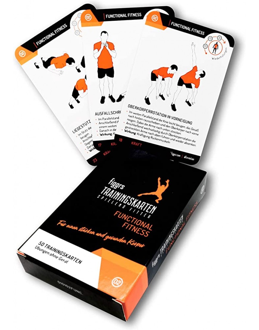 figgrs® Functional Fitness 57 Trainingskarten mit 50 Fitnessübungen für eine leistungsfähige & dynamische Muskulatur I Bodyweight Übungen ohne Gerät I Für Männer und Frauen - BHQSHE25