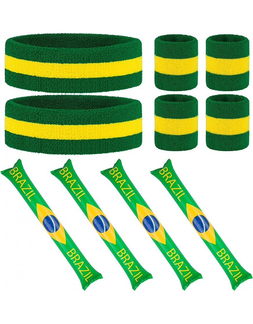 Hiwooii 10 Pack World Cup Fan Supplies Include Sweatbands Wrist Sweatband Cheering Sticks Football Fan Item for World Cup European Championship Party Supplies - BWWKQM6J