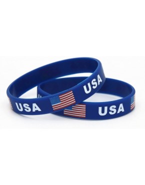 Wudaizhi Usa-Flagge Silikon Armband 2 Stücke Blaue Souvenir Armband Teenager Bangles Für Amerikaner Unabhängigkeitstag Americanism Patriotische Männer Frauen Geschenke - BOUCHJA8
