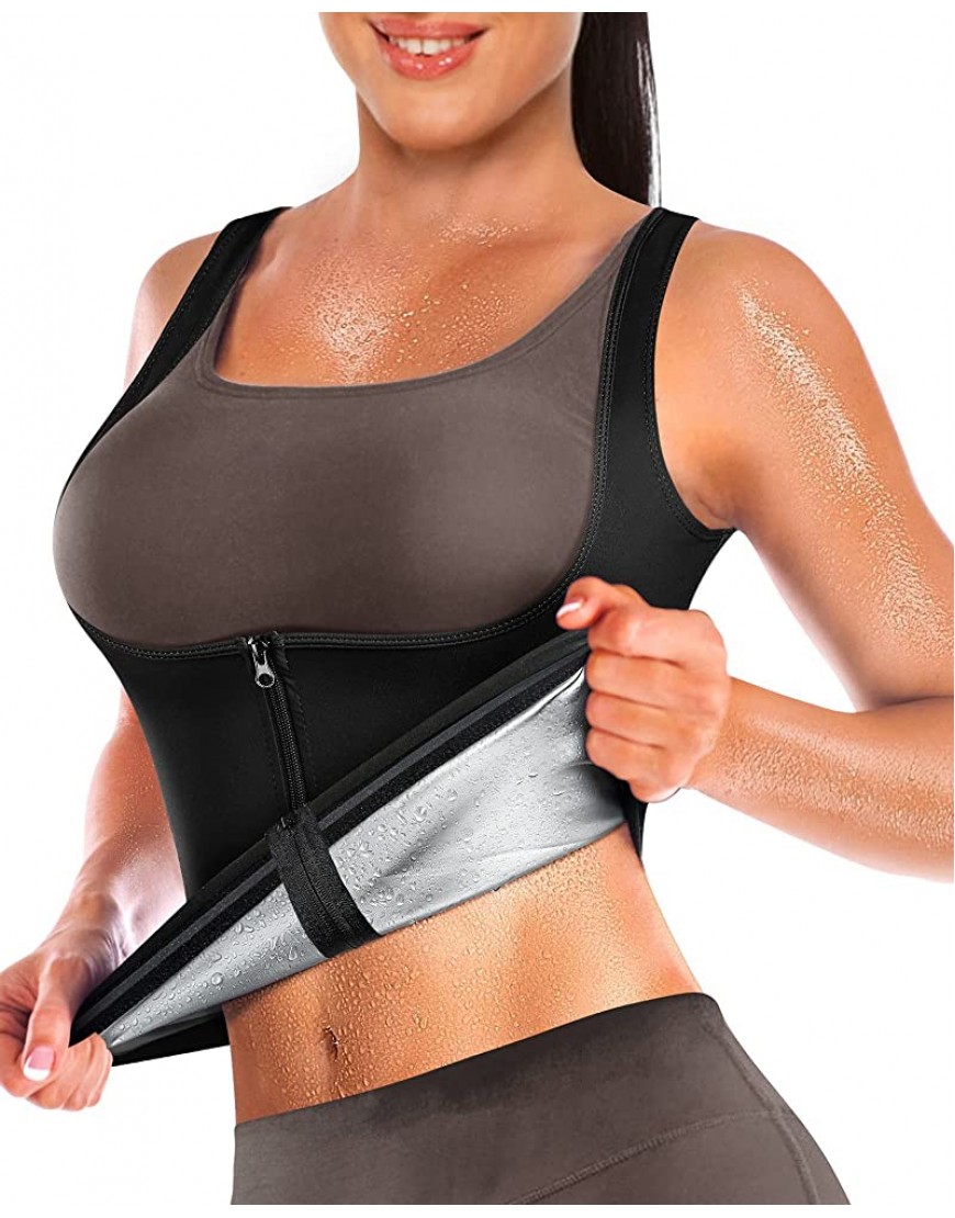 Sauna Schwitzweste für Frauen Damen Sauna Shirt Hot Polymer Taille Trainer Gewichtsverlust Sauna Anzug Schlankheits Workout Body Shaper Mit Reißverschluss - BPQNI3B2