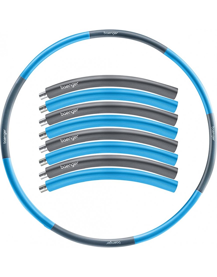 baenger Hula Hoop Reifen Erwachsene Edelstahlkern [EXTRA STABIL] 8 Segmente Hullahub Reifen zum Abnehmen für Anfänger & Fortgeschrittene [1KG] inkl. eBook Hula-Hoop-Reifen reißfester Schaumstoff - BLXQEHB1
