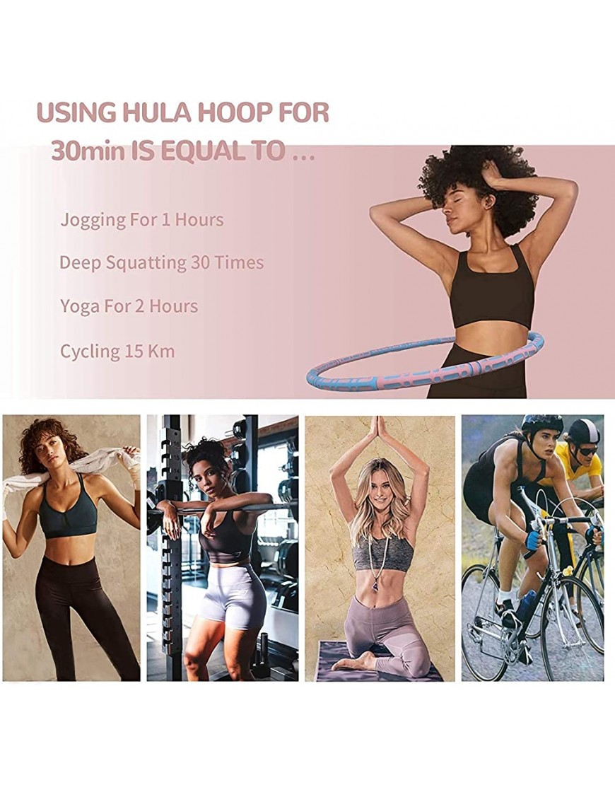 Newyond Hula Hoop Reifen Hula Hoop für Erwachsene zur Gewichtsabnahme und Massage 6 Teiliger Abnehmbarer Hoola Hoop Reifen für Fitness Training Zuhause BüRo Bauchformung - BHGNA899