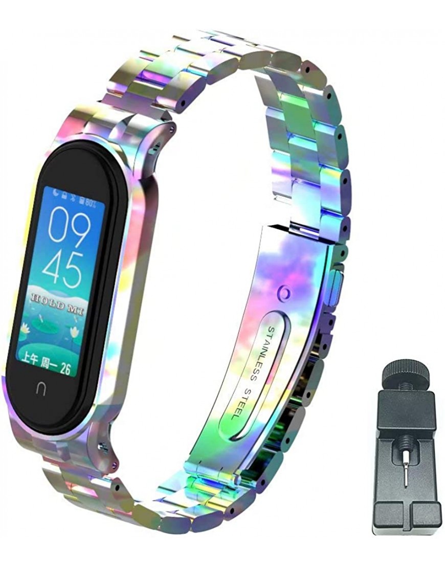 T-BLUER Armband kompatibel mit Xiaomi Mi Band 5 Mi Band 6 Edelstahl-Metall-Armband Zubehör für Xiaomi Mi Band 5 6 Tracker nicht im Lieferumfang enthalten. - BOFCG4JE