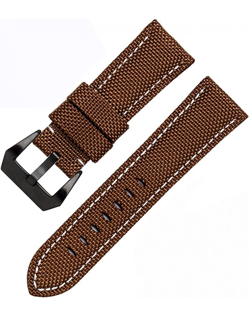 YIJIAN Nylon wasserdichtes Sport Watchband 22 24 26mm schwarzbraunes Gurt kompatibel mit Panerai Diesel Herren -echtes Leder Armband Band Color : Brown White B Band Width : 22mm - BSTGJ7K9