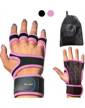 NoLimit®️ Fitness Handschuhe für Damen und Herren Pink Schwarz mit Handgelenkbandage | Geeignet für Crossfit Trainings und Sporthandschuhe - BOVDEA7M