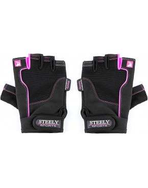STEELY SPORTS Damen Fitnesshandschuhe Workout Glove Lady-Edition Farbe: schwarz pink Größe: XS-S-M-L Fitness Handschuhe Frauen Sporthandschuh Trainingshandschuhe - BNFUZQBJ