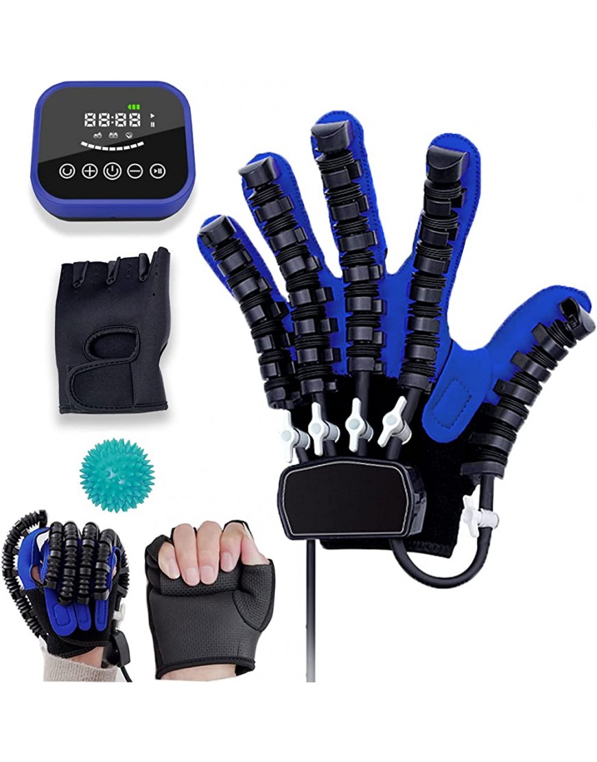 TOYIFEI Reha Handschuhe Elektrisches Finger-Hand-Trainingsgerät Rehabilitations-Roboter-Handschuhe Erholungsübungsgeräte Hand Training FingertrainingSize:L-Linke Hand,Color:Blau - BPUBR23N