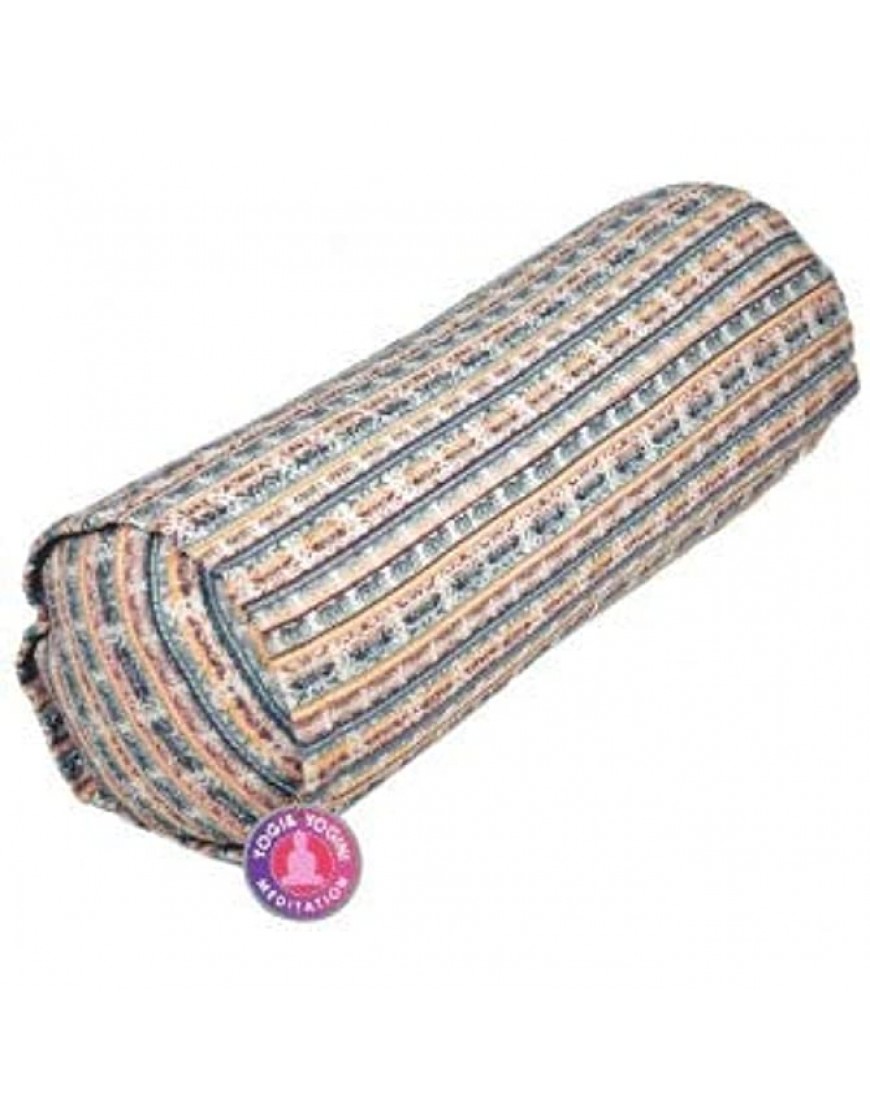 Yoga-Bolster rund Regenbogen Baumwolle gefüllt mit Saraceno Weizenschale - BDBEYWB1