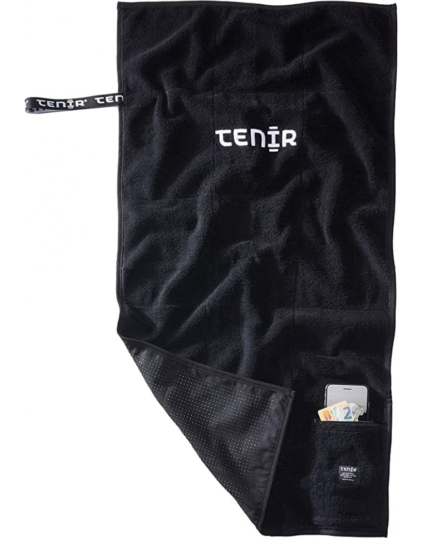 Tenir® Fitness Handtuch mit Silikonnoppen rutschfest 100% Baumwolle Sporthandtuch Fitnessstudio Ideal für Bodybuilding Gym Towel mit Reißverschlusstasche 100 x 50 cm Schwarz - BHTZD51Q