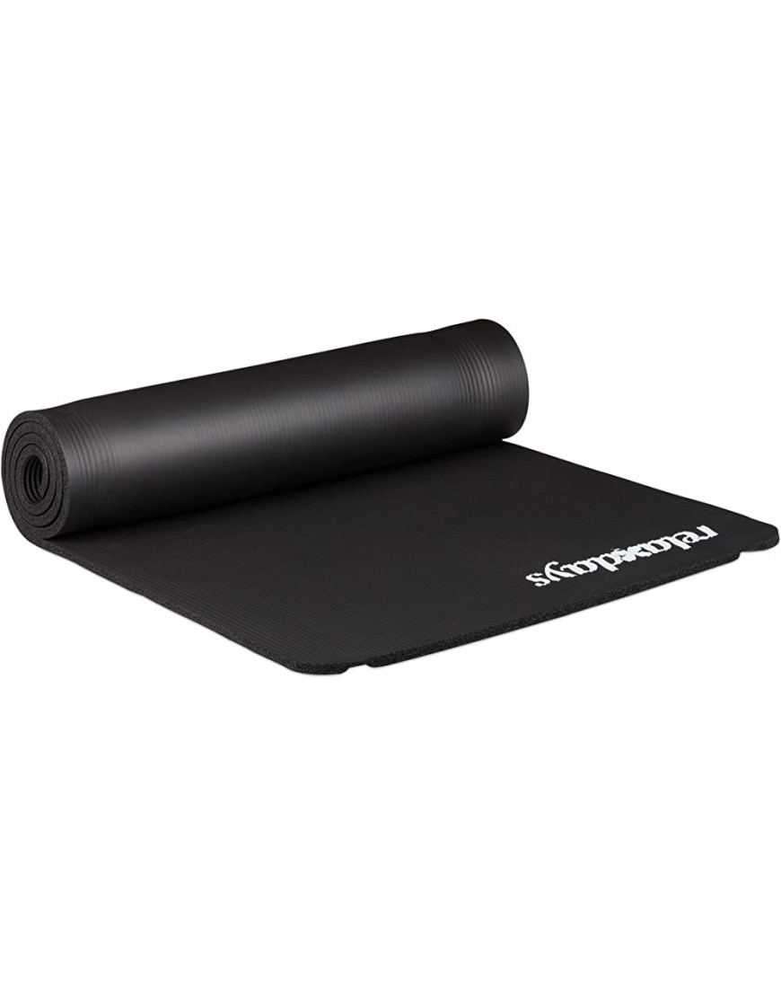 Relaxdays 1 x Yogamatte 1 cm dick für Pilates Fitness gelenkschonend mit Tragegurt Gymnastikmatte 60 x 180 cm schwarz - BDEDYEHW