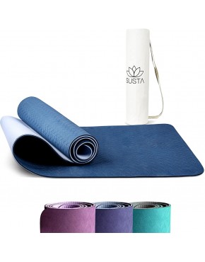 SUSTA – Premium Yogamatte rutschfest – Inkl. Tragegurt&Tragetasche schadstofffrei&nachhaltig aus TPE wasserabweisend Fitnessmatte für Training,Pilates&Yoga[183x61x0,6cm] - BPSFZ48M