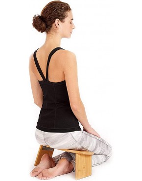 JYCCH Tragbare ergonomische Meditationsbank aus Bambus – perfekter Kniehocker ergonomische Bambus-Yoga-Bank für erweitertes Üben inklusive Tragetasche - BLIKO87W
