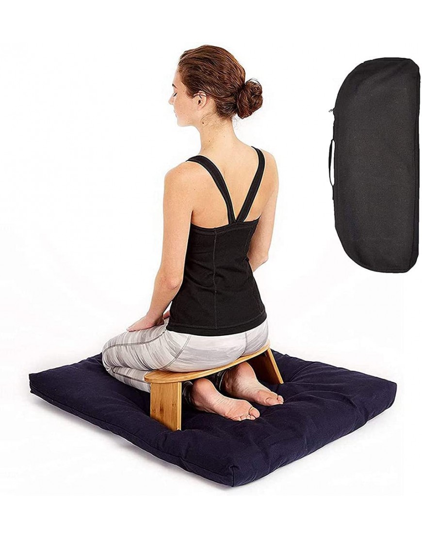OIUYT Kniende Meditationsbank mit faltbaren Beinen aus Bambus-Meditationsbank Perfekter Kniehocker ergonomische Bambus-Yoga-Bank – inklusive Tragetasche - BKOXNB27