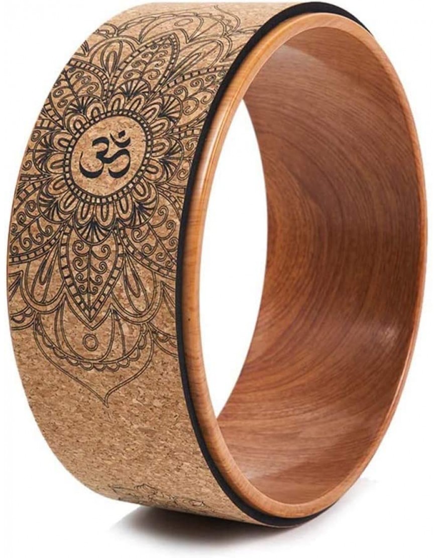 Qwertfeet Cork Yoga Rad für Yoga Posen und Backbends Inversions Holz Effekt und Mandala Print Dharma Yoga Prop Rad - BDZAV34K