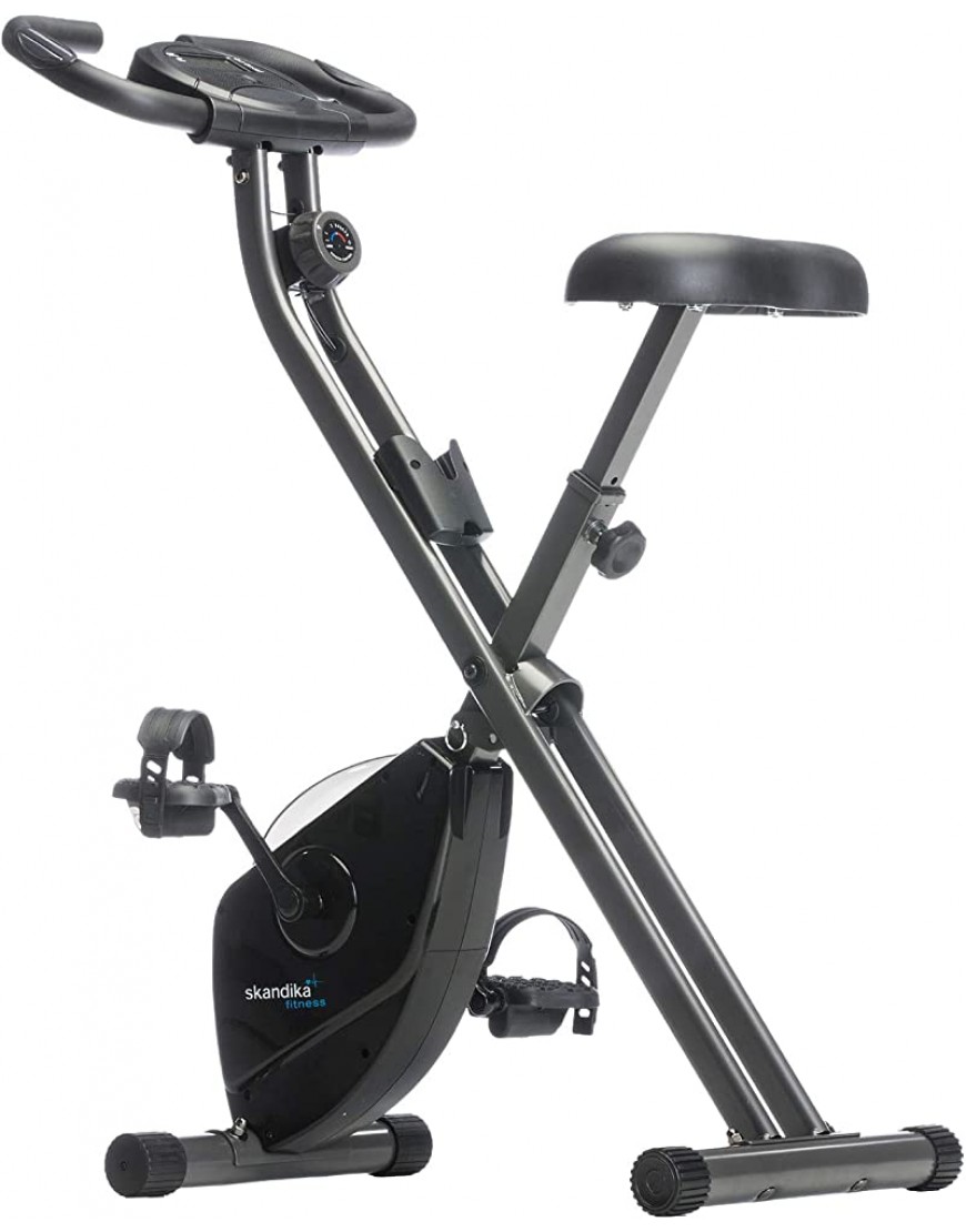 skandika Foldaway X-1000 Fitnessbike Heimtrainer x-Bike F-Bike klappbar mit Handpuls-Sensoren 8-stufiger Magnetwiderstand LCD Display 130 Kg max. Gewichtsbelastung - BSSRN6M9